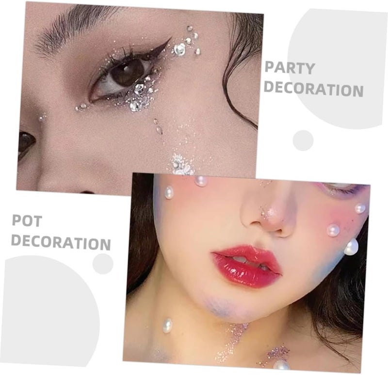 1Set Self Adhesive Rhinestone Pearl Decals for Face Makeup Nail Art and Phone Decoration of Mixed Craft Pearls and Rhinestones for Creative Projects - Image 5