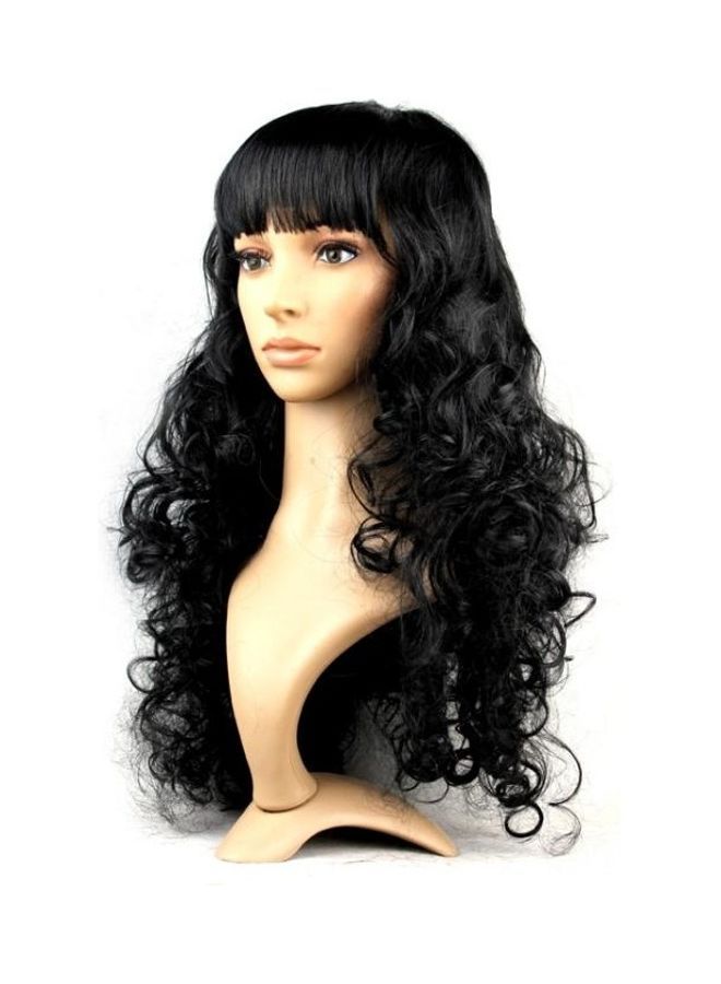 NIBEMINENT Wild-Curl Up Party Headwear Wavy Long Wig for Female Black 65cm - Image 2