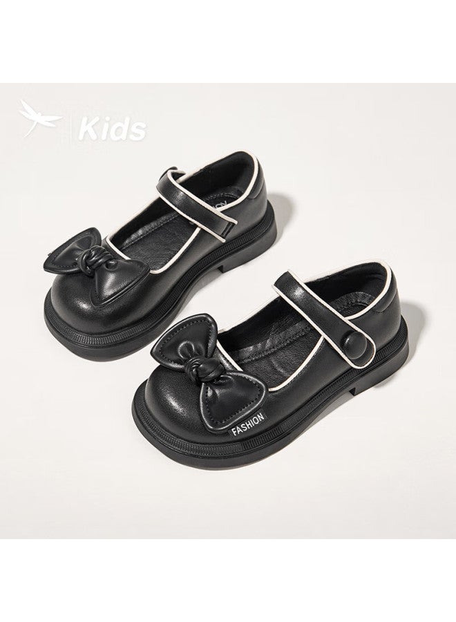 RED DRAGONFLY Hongqingting Children's Spring And Autumn New Style Shoes, Girls' Fashionable Versatile Bow-tie Mid-to Kids Shallow-mouth Flats, Black, Size 35 - Image 2
