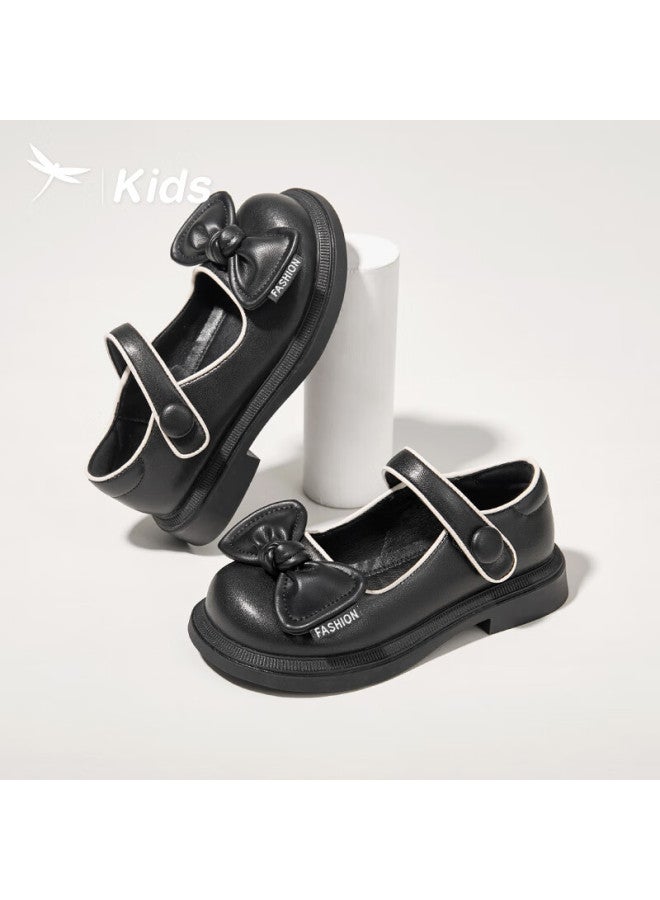 RED DRAGONFLY Hongqingting Children's Spring And Autumn New Style Shoes, Girls' Fashionable Versatile Bow-tie Mid-to Kids Shallow-mouth Flats, Black, Size 35 - Image 3