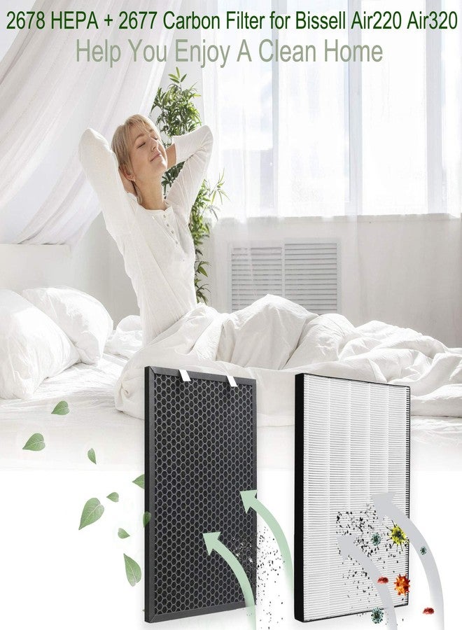 FFsign 2678 Replacement High Efficiency HEPA Filter + 2677 Actived Carbon Filter for Bissell Air220 Air320, 1 True HEPA Pre-Filter & 1 Carbon Filter - Image 3