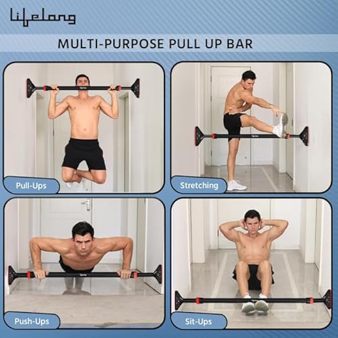 rayihni بار سحب للتمارين المنزلية، بار سحب في المنزل بدون تركيب براغي | بار سحب للباب بعرض قابل للتعديل | بار سحب للذقن للمنزل، الحجم 65-95 سم أقصى وزن للمستخدم 150 كجم - Image 4