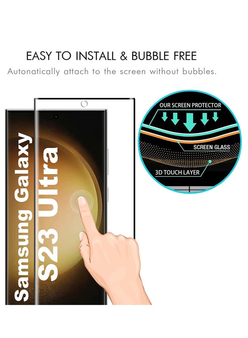 إلترازون for Samsung Galaxy S23 Ultra Screen Protector with Camera Lens Protector, 9H Hardness Anti-Scratch Tempered Glass flim, Case Friendly, Anti-Fingerprint,Anti-Scratch (2+2 PACK) - Image 3
