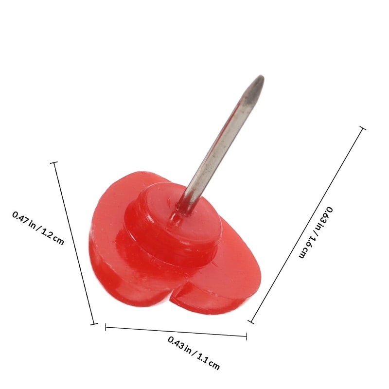 دبابيس دفع وردية على شكل قلب 50 قطعة دبابيس خريطة زخرفية رأس بلاستيكي لمكتب اللوحة الإعلانية المنزلية - Image 3
