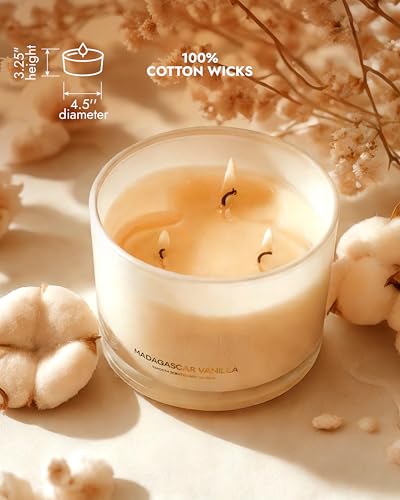 96NORTH Luxury Vanilla Soy Candles | Large 3 Wick Jar Candle | Up to 50 Hours Burning Time | 100% Natural Soy Wax | Relaxing Aromatherapy Aesthetic Candle | Housewarming Gift for Men and Women - Image 5