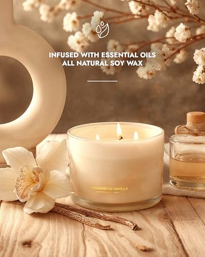 96NORTH Luxury Vanilla Soy Candles | Large 3 Wick Jar Candle | Up to 50 Hours Burning Time | 100% Natural Soy Wax | Relaxing Aromatherapy Aesthetic Candle | Housewarming Gift for Men and Women - Image 2