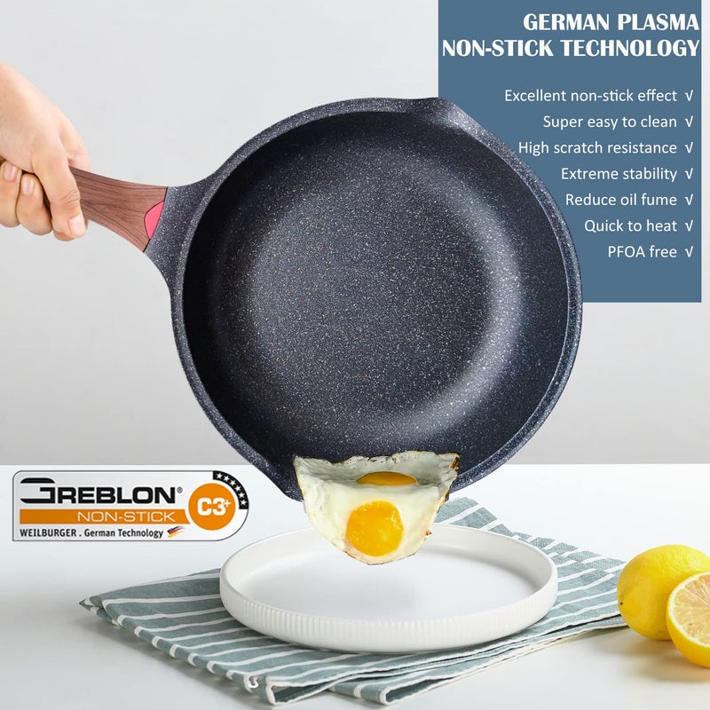 Vinchef Nonstick Deep Frying Pan Saute Pan with Lid, 12in/5.5Qt Fry Pan, German 3C+ Ceramic Coating Technology, Heat Indicator, Induction Compatible - Image 3