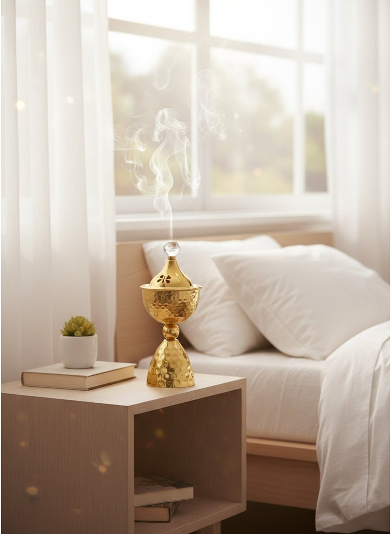 مبخرة بخور معدنية فاخرة/مبخرة بخور/حامل بخور، مبخرة عطرية فاخرة/مبخرة بخور/حامل بخور، ناشر عطر، تصميم بسيط مطروق، عملية طلاء كهربائي مناسبة لديكور ديكور المنزل ديكور الغرفة/ديكور الطاولة - Image 3