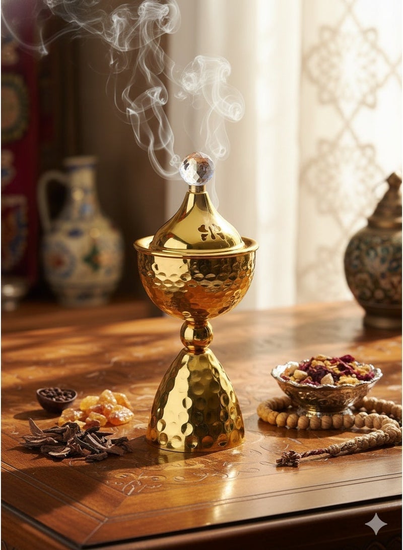 مبخرة بخور معدنية فاخرة/مبخرة بخور/حامل بخور، مبخرة عطرية فاخرة/مبخرة بخور/حامل بخور، ناشر عطر، تصميم بسيط مطروق، عملية طلاء كهربائي مناسبة لديكور ديكور المنزل ديكور الغرفة/ديكور الطاولة - Image 1