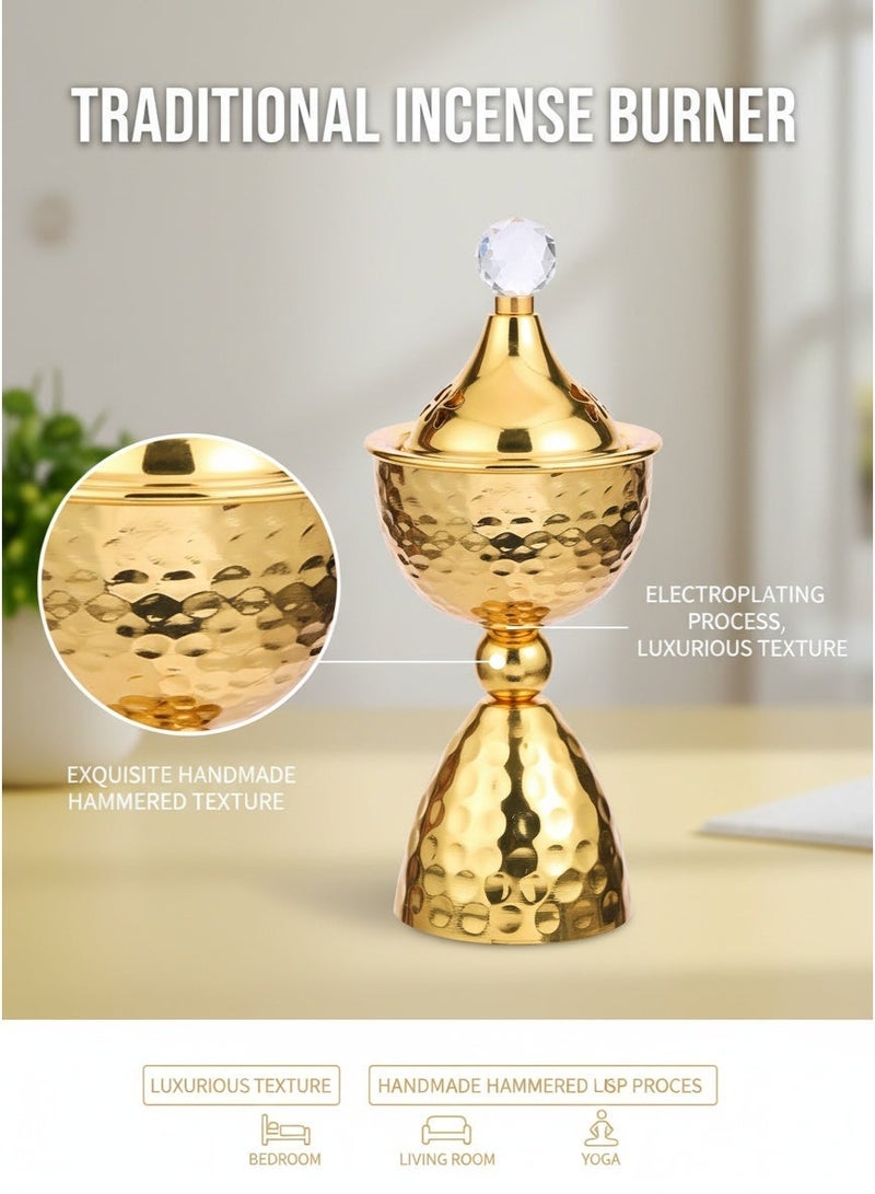 مبخرة بخور معدنية فاخرة/مبخرة بخور/حامل بخور، مبخرة عطرية فاخرة/مبخرة بخور/حامل بخور، ناشر عطر، تصميم بسيط مطروق، عملية طلاء كهربائي مناسبة لديكور ديكور المنزل ديكور الغرفة/ديكور الطاولة - Image 2