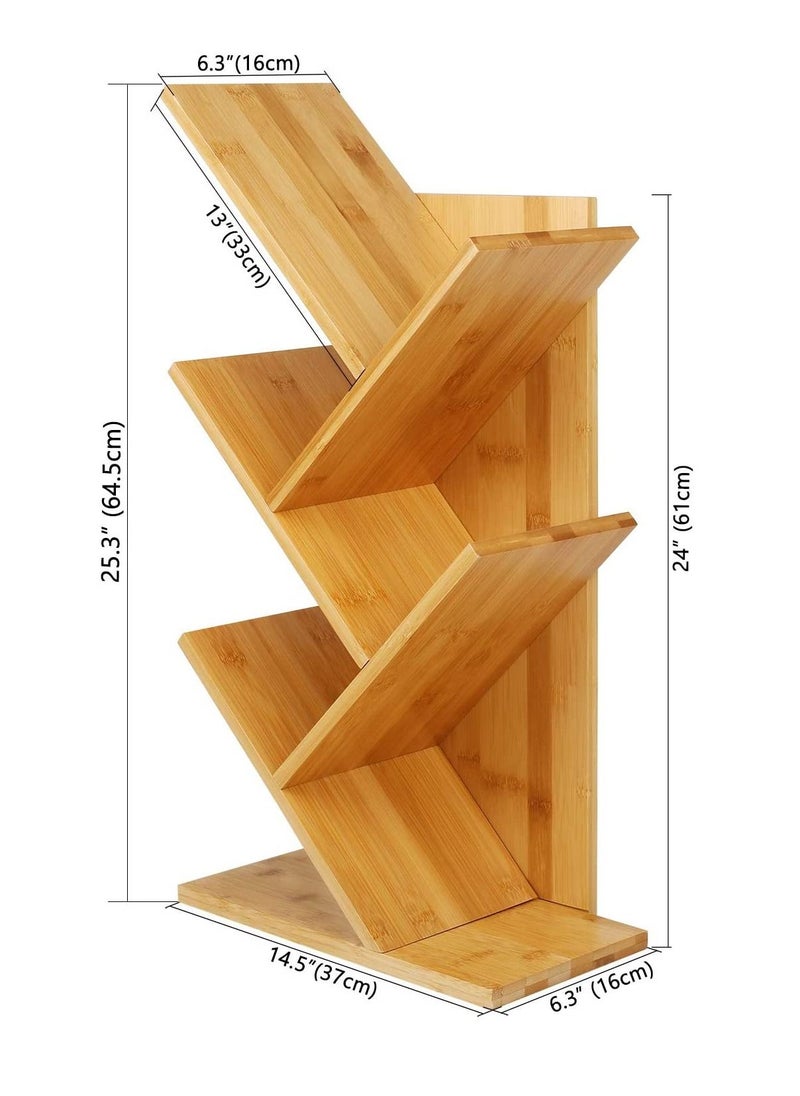 Home Gallery - Tree Bookshelf 4-Tier Book Rack natural wood - Image 1