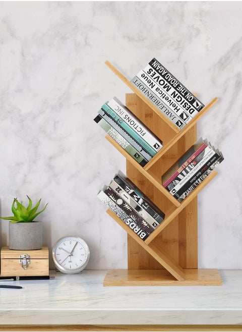 Tree Bookshelf 4-Tier Book Rack natural wood