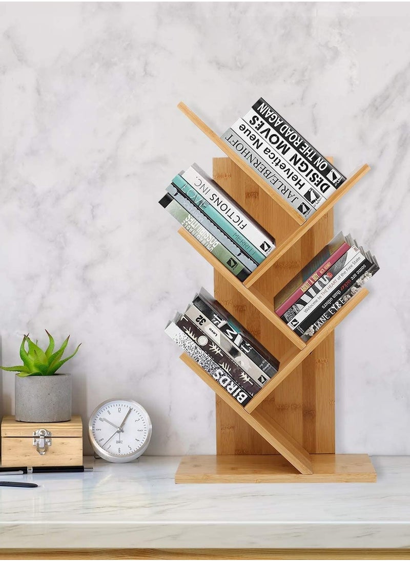 Home Gallery - Tree Bookshelf 4-Tier Book Rack natural wood - Image 1