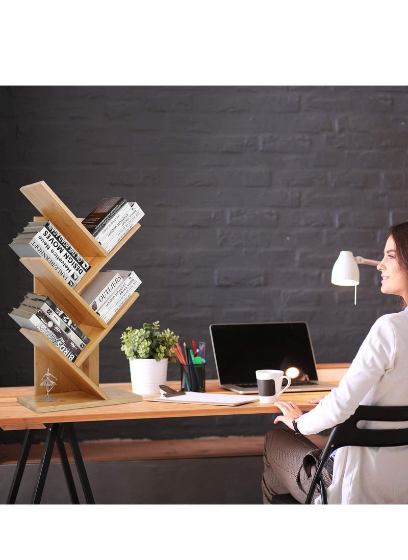 Home Gallery - Tree Bookshelf 4-Tier Book Rack natural wood - Image 1