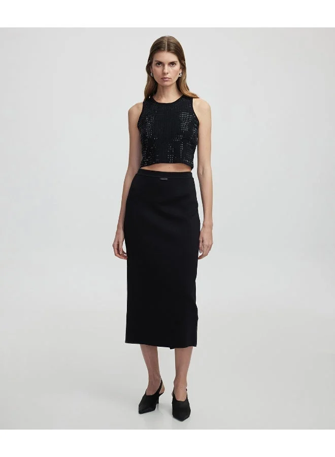 ابيكول بلوزة تريكو مزينة بأحجار الراين