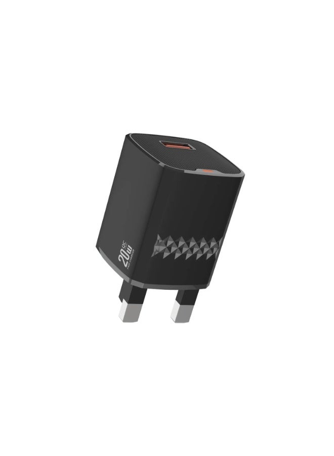 GREEN LION Single Port Wall Charger with USB-A Port & Charging Protection /  Over-Voltage Protection , Over-Circuit Protection, Over-Heating & Short Circuit Protection / Ultra Compact / Output Power of 20W / Phone Charger Single Plug / For SmartPhones - Black - Image 4