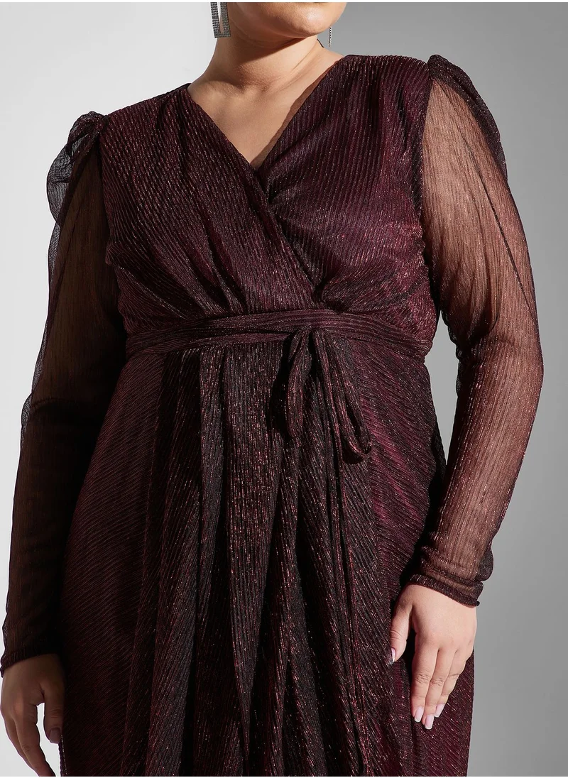 Ella Limited Curve Front Slit Fit & Flare Dress