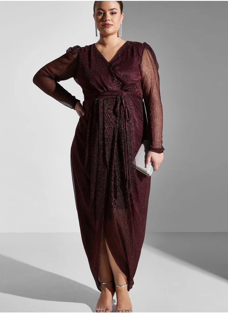 Ella Limited Curve Front Slit Fit & Flare Dress
