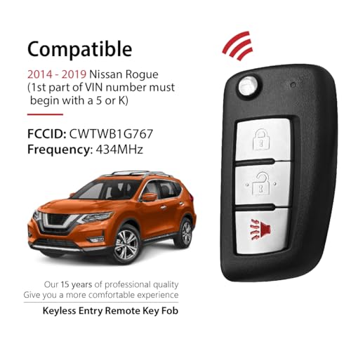 Keylessbest Replacement for 2014 2015 2016 2017 2018 2019 Nissan Rogue Key Fob Remote Control CWTWB1G767 3 Buttons 434MHz - Image 3