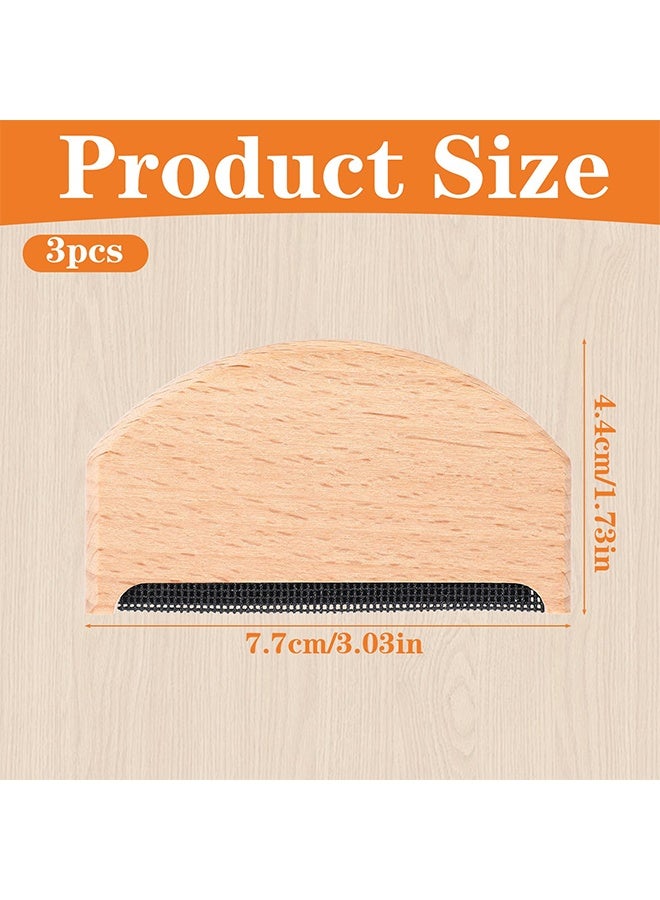 3 Pcs Wooden Cashmere Comb, Manual Portable Sweater Pilling Remover, Fabric Lint Fuzz Defuzzer, for Clothes Sweaters Woolens Coats Home Daily Care - Image 2