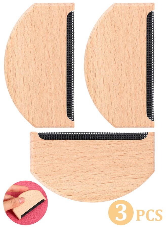 3 Pcs Wooden Cashmere Comb, Manual Portable Sweater Pilling Remover, Fabric Lint Fuzz Defuzzer, for Clothes Sweaters Woolens Coats Home Daily Care - Image 1