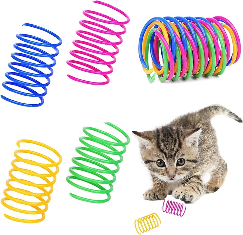 Inralimot 8 Pcs Interactive Cat Toys - Durable Plastic Coils, Colorful Springs For Indoor Cats - Active Play For Swatting, Biting, Hunting - Image 3