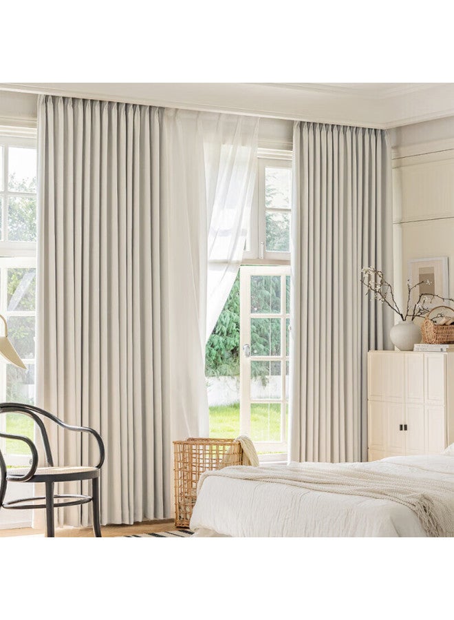 Mingju Blackout Curtains, Ready-made Curtains, Sunshade Curtains, Polyester Taffeta Coconut Milk Color, Hook-style, 3.0*2.7 Single Panel - Image 4