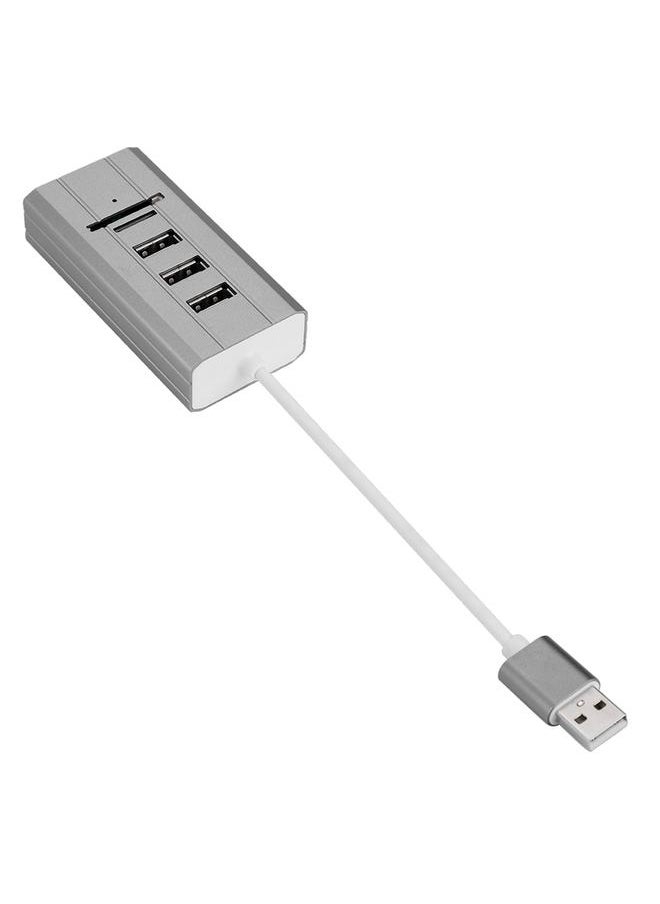 All in One External Audio USB Sound Card HUB Card Reader Adapter Audio Interface (USB Grey)