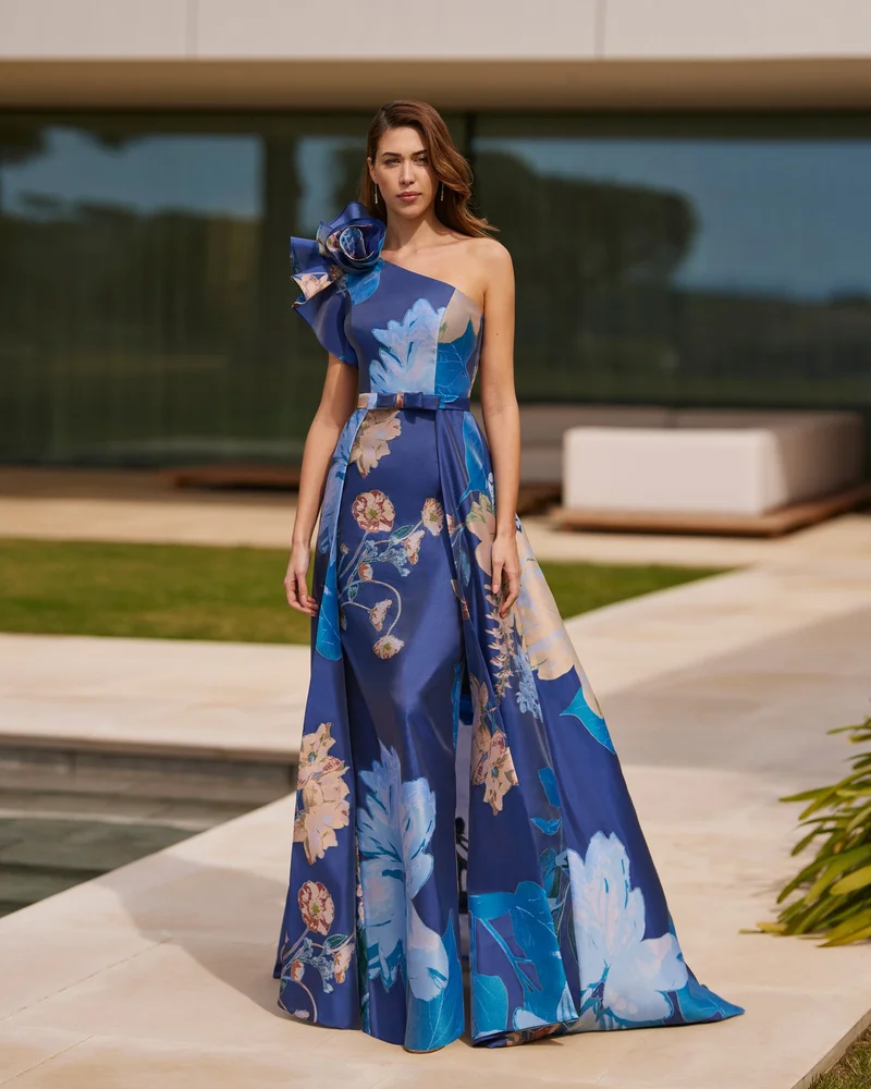 روسا كلارا Marfil Barcelona Long Couture Cocktail Dress