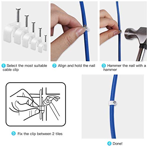 CARE 'N' TOUCH 100pcs Cable Clips with Steel Nails 9mm Cable Management for RG6, RG59, CAT6, RJ45 Cable Coax Cable, Ethernet Cable, TV Wire Cable, Telephone Cable, Led Starlight, Print Cable - Image 3