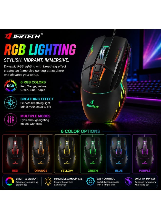 جيرتك فأرة الألعاب JR870 SHADOW RGB – مستشعر بصري بدقة 4800 نقطة في البوصة، معدل استجابة 125 هرتز (أسود) - Image 2