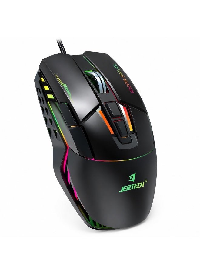 جيرتك فأرة الألعاب JR870 SHADOW RGB – مستشعر بصري بدقة 4800 نقطة في البوصة، معدل استجابة 125 هرتز (أسود) - Image 1