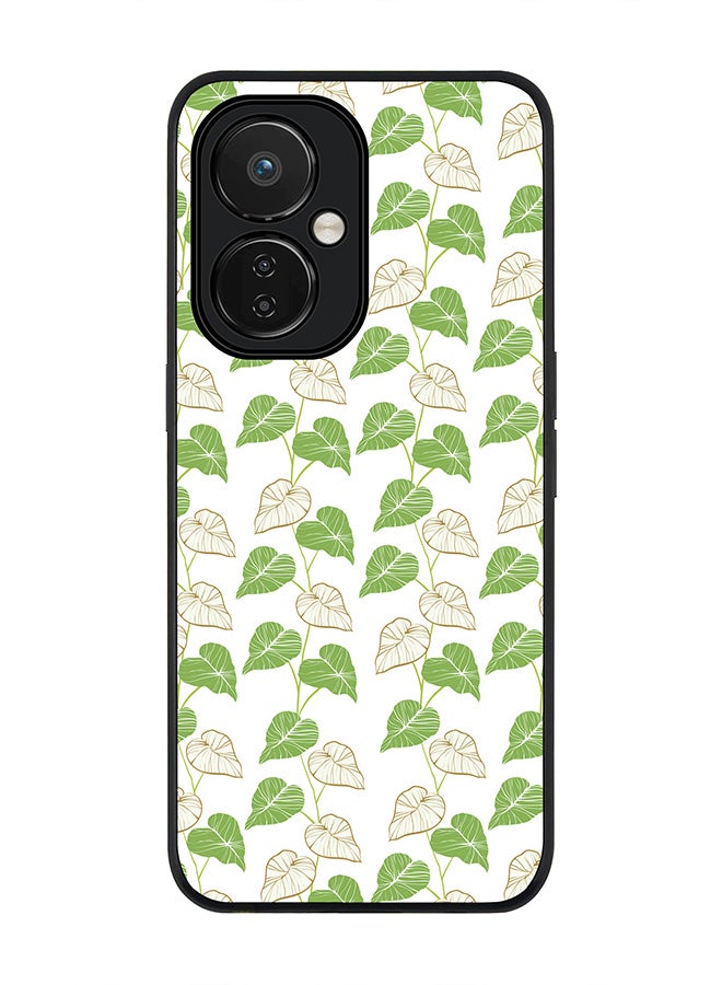 Stylizedd Rugged Black edge case for Nord CE 3 Lite Slim fit Soft Case Flexible Rubber Edges Anti Drop TPU Gel Thin Cover - Vine Leaves - Image 1