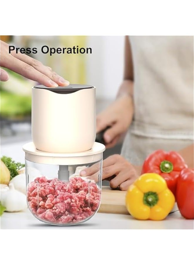 بيوينتي Food Processors,Small Meat Grinder & Food Chopper Electric Vegetable Chopper with 4 Bowls & 2 Blades for Meat/fish/Vegetable/Baby Food - Image 3