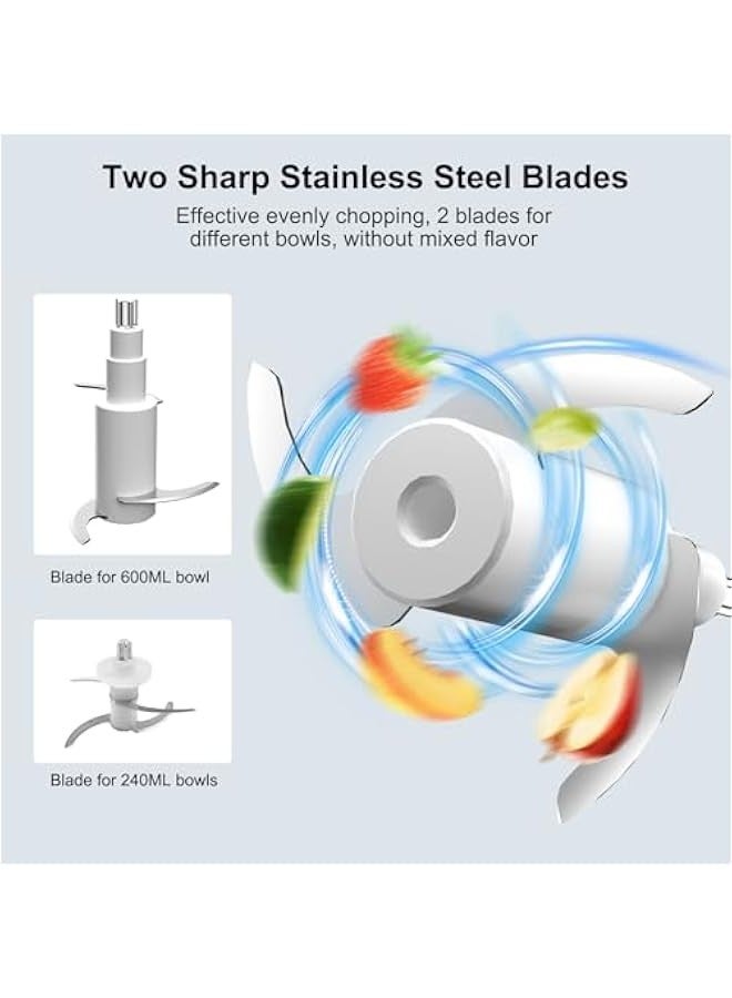 بيوينتي Food Processors,Small Meat Grinder & Food Chopper Electric Vegetable Chopper with 4 Bowls & 2 Blades for Meat/fish/Vegetable/Baby Food - Image 4