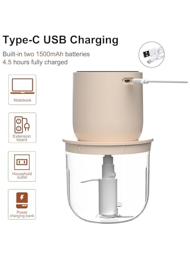 بيوينتي Food Processors,Small Meat Grinder & Food Chopper Electric Vegetable Chopper with 4 Bowls & 2 Blades for Meat/fish/Vegetable/Baby Food - Image 5