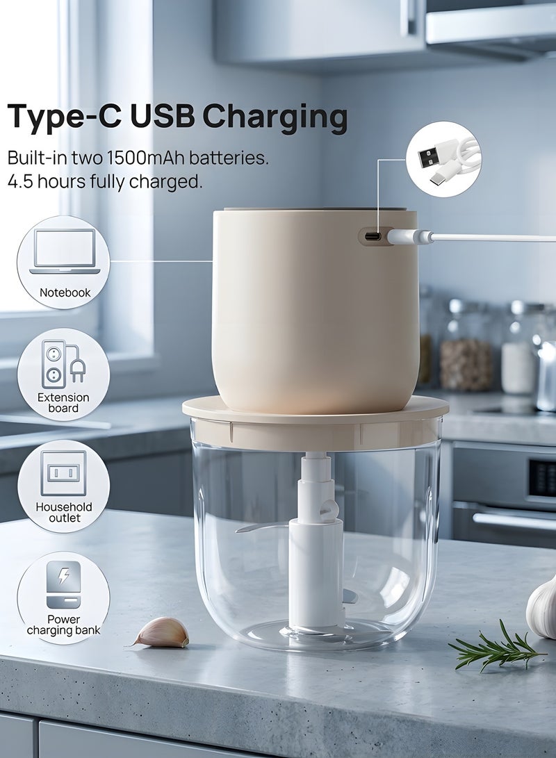 بيوينتي Food Processors,Small Meat Grinder & Food Chopper Electric Vegetable Chopper with 4 Bowls & 2 Blades for Meat/fish/Vegetable/Baby Food - Image 3