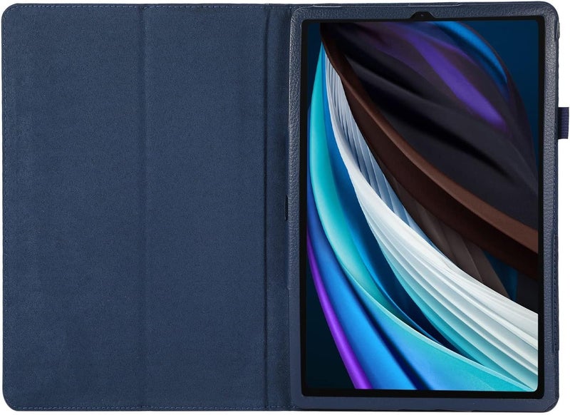 Texture Leather Tablet Case for Samsung Tab E 9.6 T560 Slim Folding Stand Folio Protector Shockproof Back Cover with Holder(Dark Blue) - Image 2