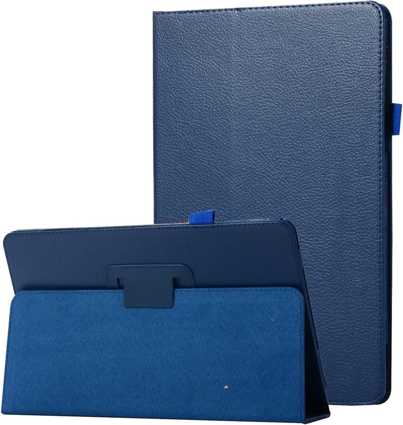 Texture Leather Tablet Case for Samsung Tab E 9.6 T560 Slim Folding Stand Folio Protector Shockproof Back Cover with Holder(Dark Blue) - Image 1