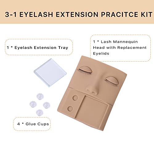 Miuffue 3in1 Lash Mannequin Head Upgraded Eyelash Mannequin Head with Glue Rings Eyelash Extension Tray Eye Lash Extension Starters Kit for Practicing - Image 5