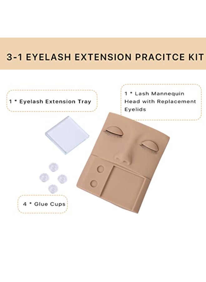 Miuffue 3in1 Lash Mannequin Head Upgraded Eyelash Mannequin Head with Glue Rings Eyelash Extension Tray Eye Lash Extension Starters Kit for Practicing - Image 4