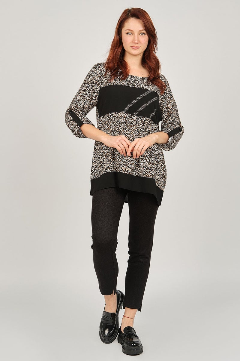 Flaş Triko Flash Knitwear Women's Leopard Patterned Blouse 3320233 Brown  - Image 1