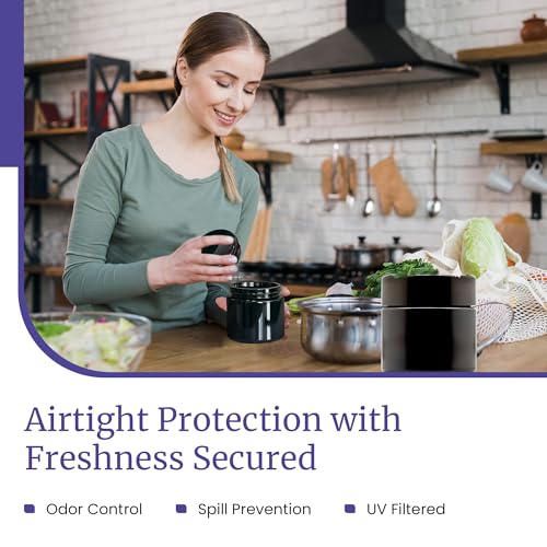 Infinity Jars Classic Black Glass Jar 50 ml (1.7 fl oz) Ultraviolet Airtight Smell Proof, Refillable Screw Top Container for Long-Term Storage of Coffee, Spices, Tea, Dried Goods, Kitchen Jar - Image 3