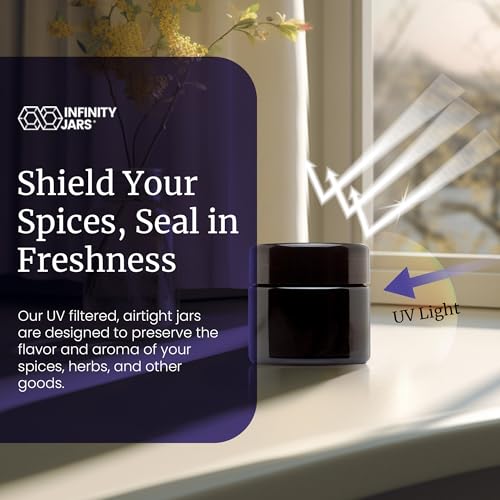 Infinity Jars Classic Black Glass Jar 50 ml (1.7 fl oz) Ultraviolet Airtight Smell Proof, Refillable Screw Top Container for Long-Term Storage of Coffee, Spices, Tea, Dried Goods, Kitchen Jar - Image 5