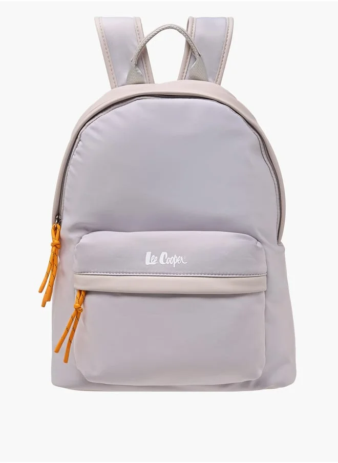 Lee Cooper Women Logo Print Backpack with Adjustable Shoulder Straps and Zip Closure - 31x40x19 cm