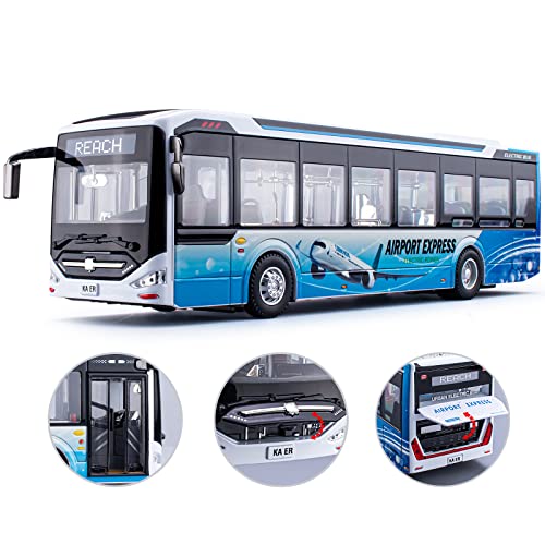 HAPYAD 142 Diecast Bus Toys Cars Metal City Bus Toy Vehicles with Light Up and Openable Doors for Kids Boys Girls 118 - Image 1