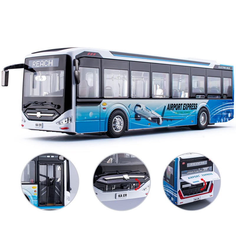 HAPYAD 142 Diecast Bus Toys Cars Metal City Bus Toy Vehicles with Light Up and Openable Doors for Kids Boys Girls 118 - Image 3