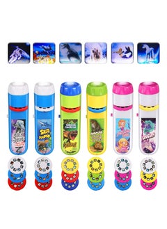 Slide Projector Flashlight for Kids, 6 Pack Kids Projector Torches with 144 Patterns, Include Dinosaur Space Ocean Animals, Educational Learning Projector Toys for Girls Boys, Bedtime Education