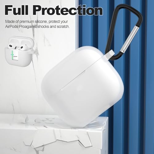 Meyaar for Apple AirPods 4 ​​​​​​​Case Cover with Keychain, Soft Skin Silicone Case Cover, Full Protective Case Cover Compatible with Apple AirPods 4 Case 2024 (Transparent White) - Image 3