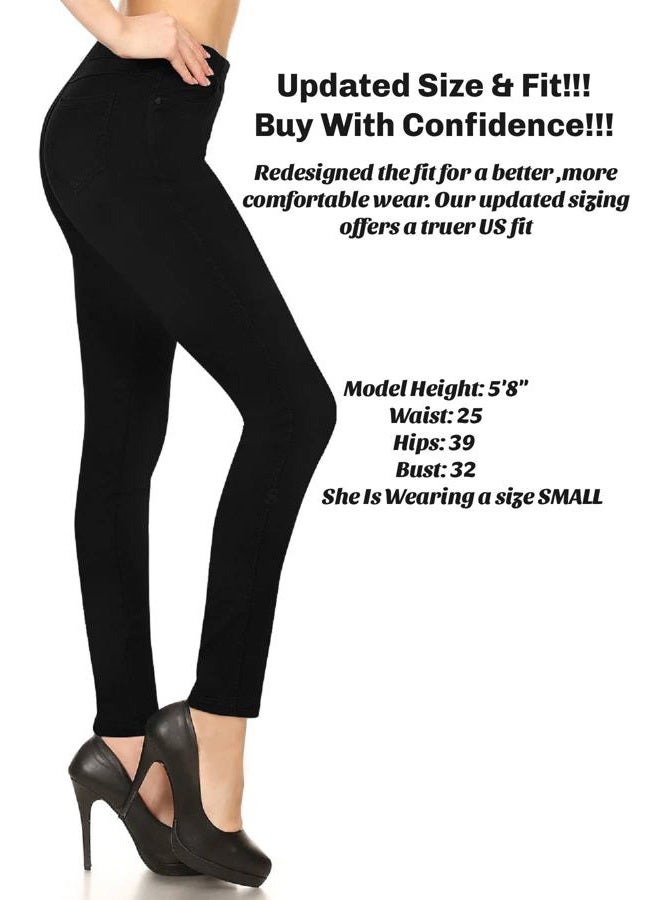 Jvini Women's Jeggings & Capris High Waist Pull-On Jean Style Stretch Skinny Capri Pants, Black, XXL - Image 3